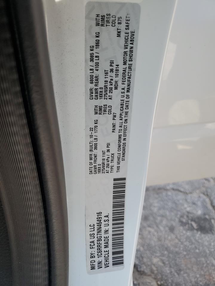 1C6RRFBG7NN464916 2022 Ram 1500 Big Horn/Lone Star