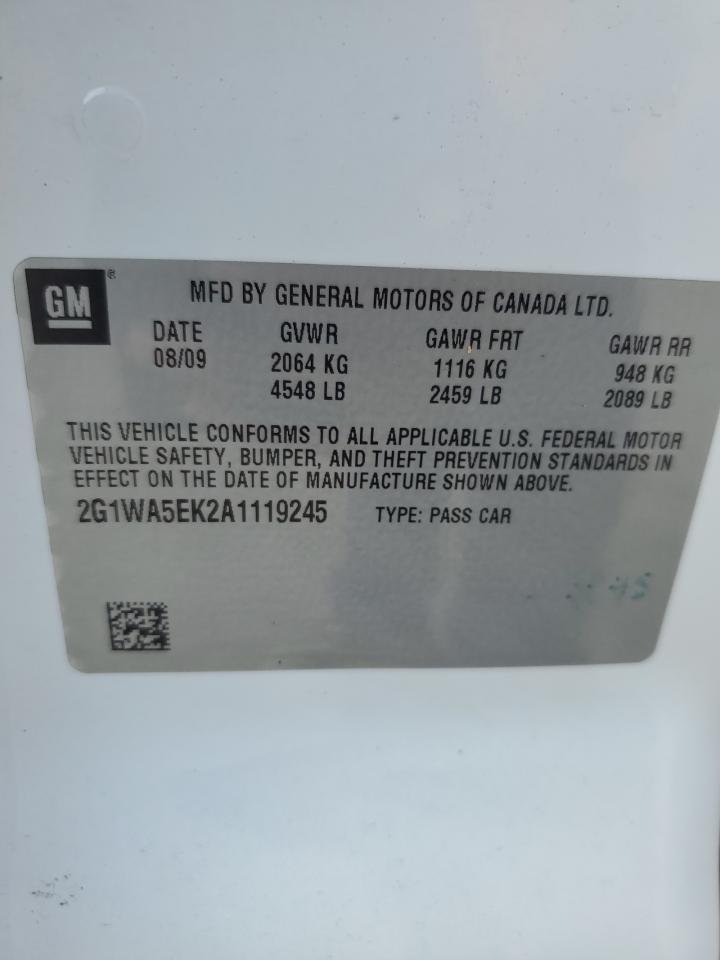 2G1WA5EK2A1119245 2010 Chevrolet Impala Ls