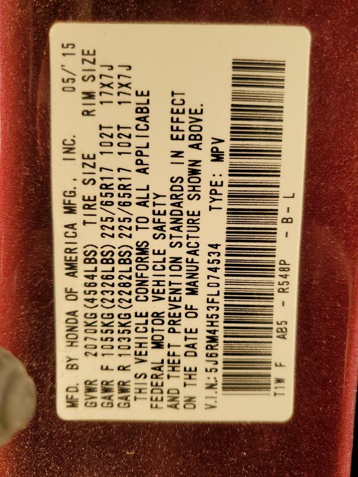 5J6RM4H53FL074534 2015 Honda Cr-V Ex