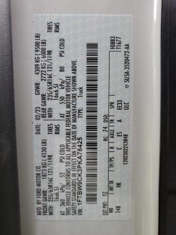 2023 Ford Transit T-350 VIN: 1FTBW9CK3PKA78425 Lot: 56234154