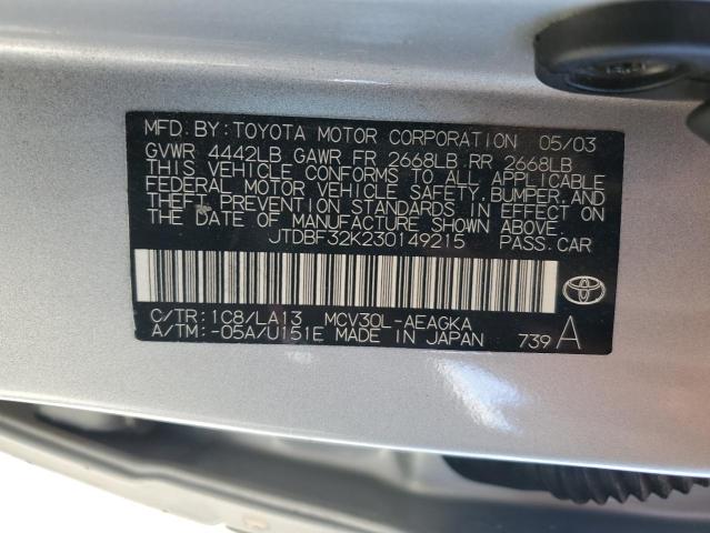 2003 Toyota Camry Le VIN: JTDBF32K230149215 Lot: 58570474