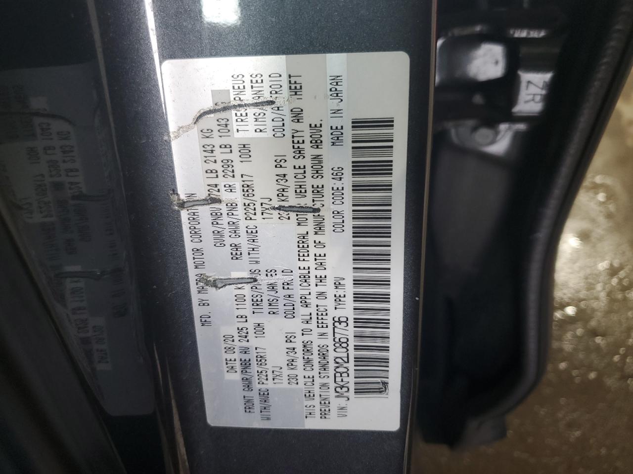 JM3KFBCM2L0867736 2020 Mazda Cx-5 Touring