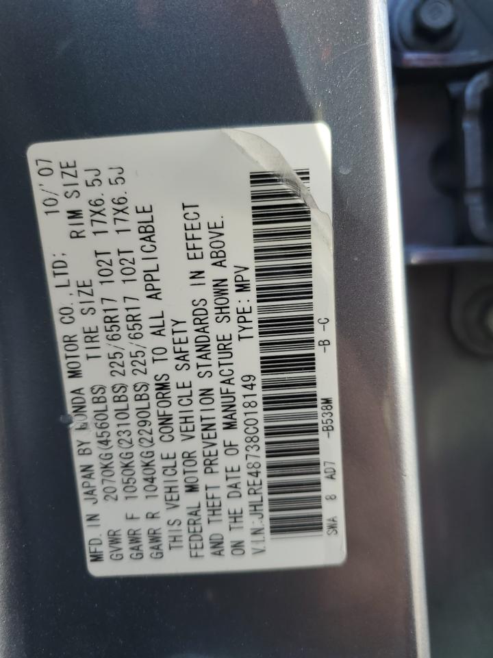 JHLRE48738C018149 2008 Honda Cr-V Exl