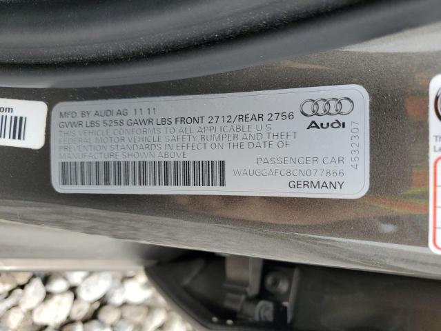 2012 Audi A6 Premium Plus VIN: WAUGGAFC8CN077866 Lot: 60281294