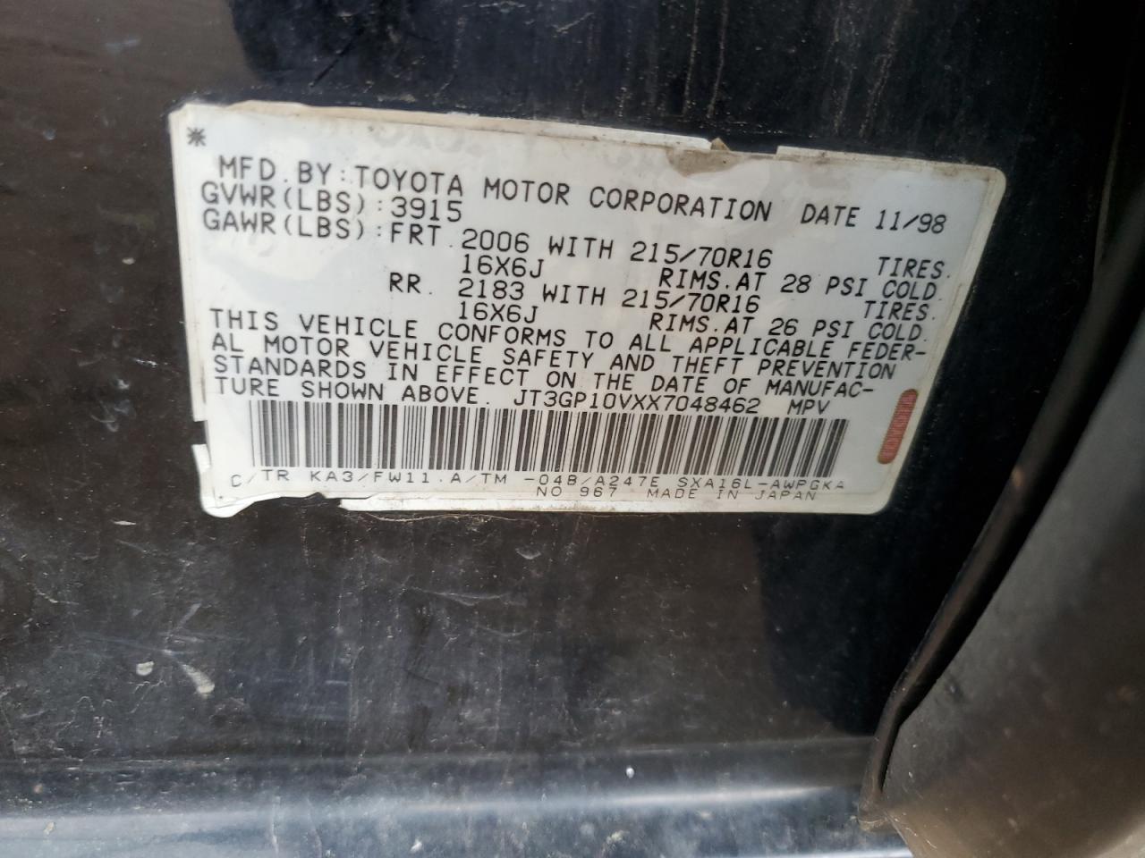 JT3GP10VXX7048462 1999 Toyota Rav4