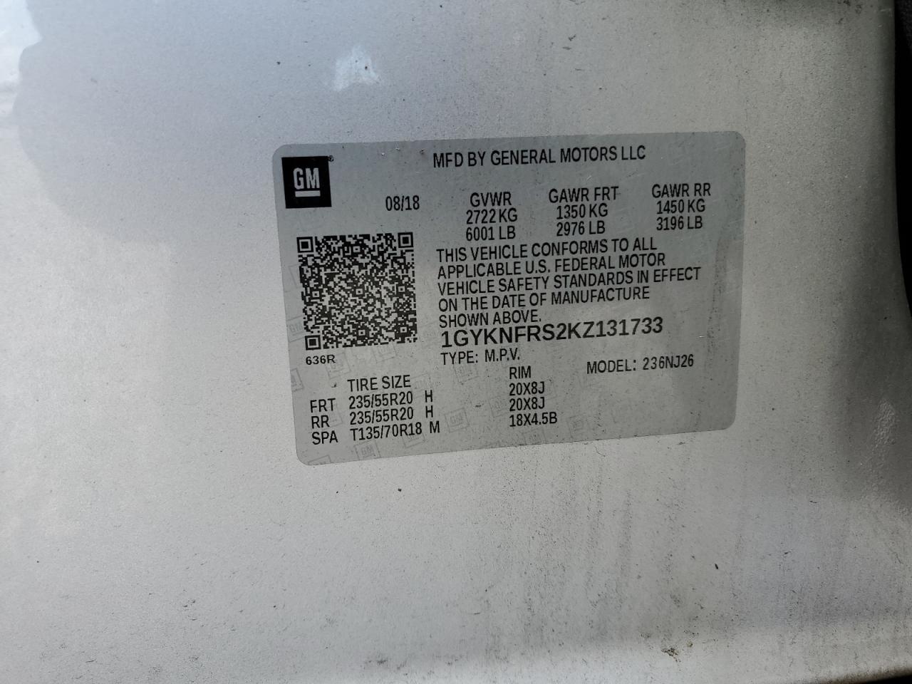 1GYKNFRS2KZ131733 2019 Cadillac Xt5 Premium Luxury