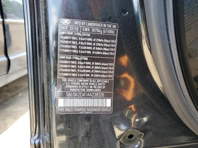 2010 Land Rover Range Rover Sport Lux VIN: SALSK2D41AA238326 Lot: 57553904