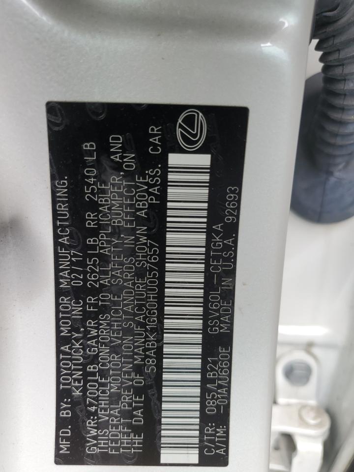 58ABK1GG0HU057657 2017 Lexus Es 350