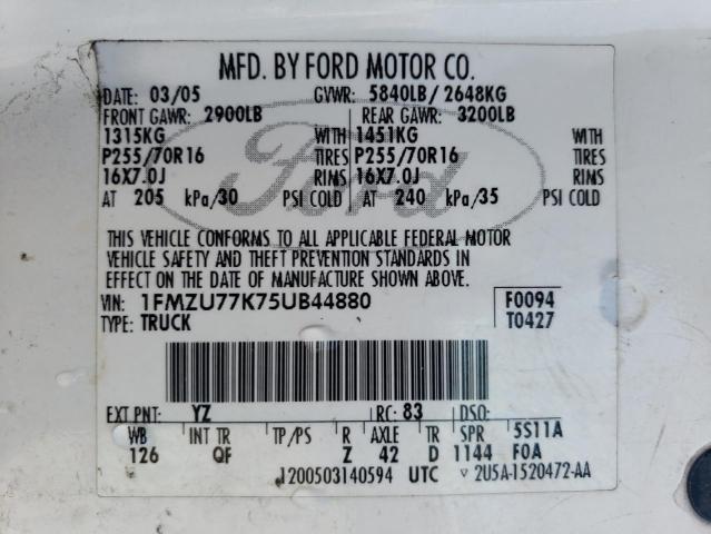 2005 Ford Explorer Sport Trac VIN: 1FMZU77K75UB44880 Lot: 57777814