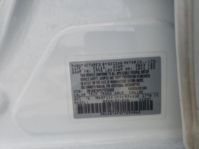 2015 Nissan Sentra S VIN: 3N1AB7AP5FY224868 Lot: 59885214