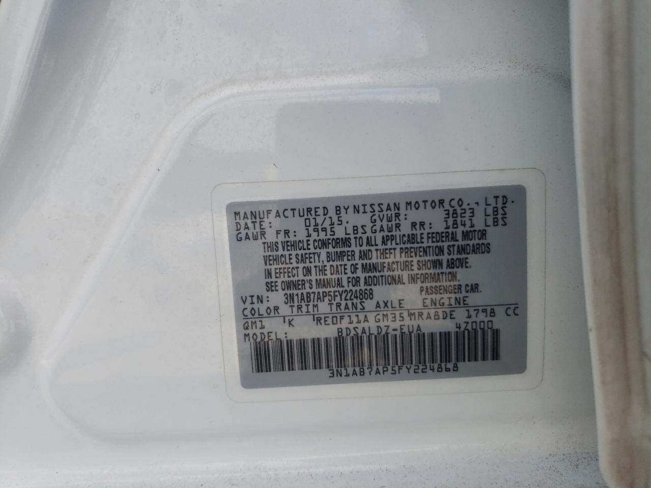 3N1AB7AP5FY224868 2015 Nissan Sentra S