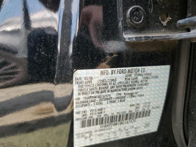 2008 Ford Taurus Sel VIN: 1FAHP24W18G167470 Lot: 59396594