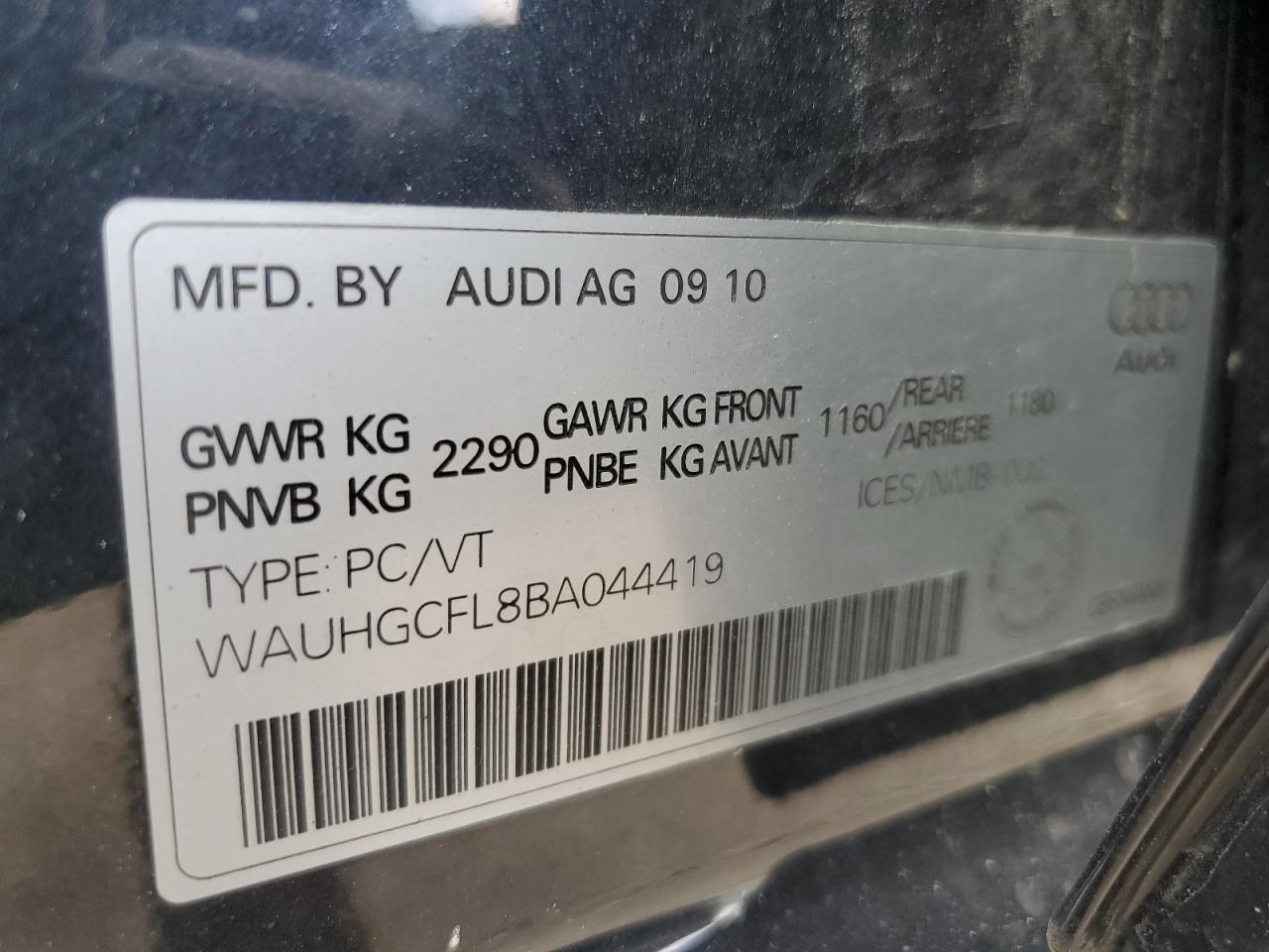 WAUHGCFL8BA044419 2011 Audi S4 Premium