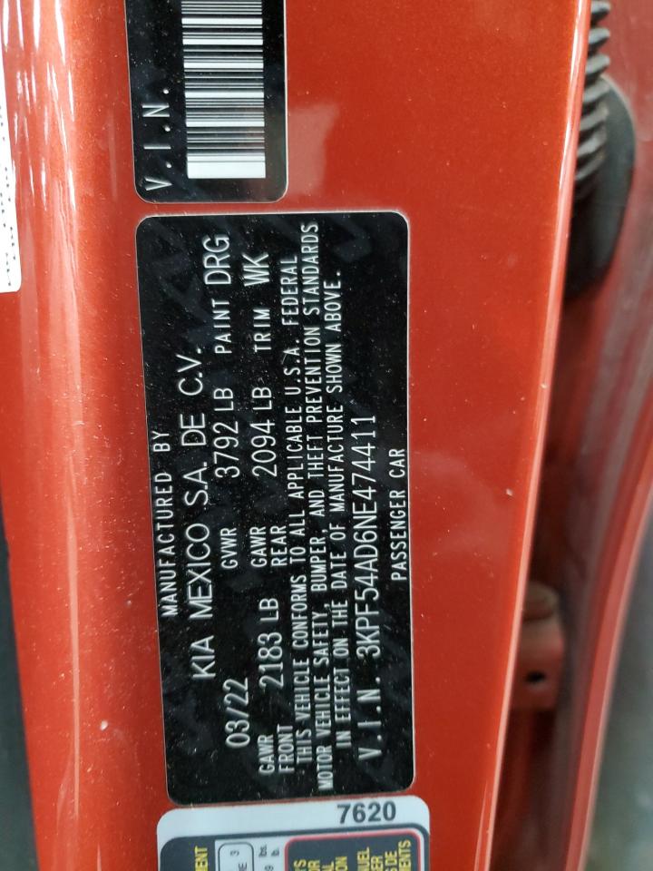 3KPF54AD6NE474411 2022 Kia Forte Gt Line