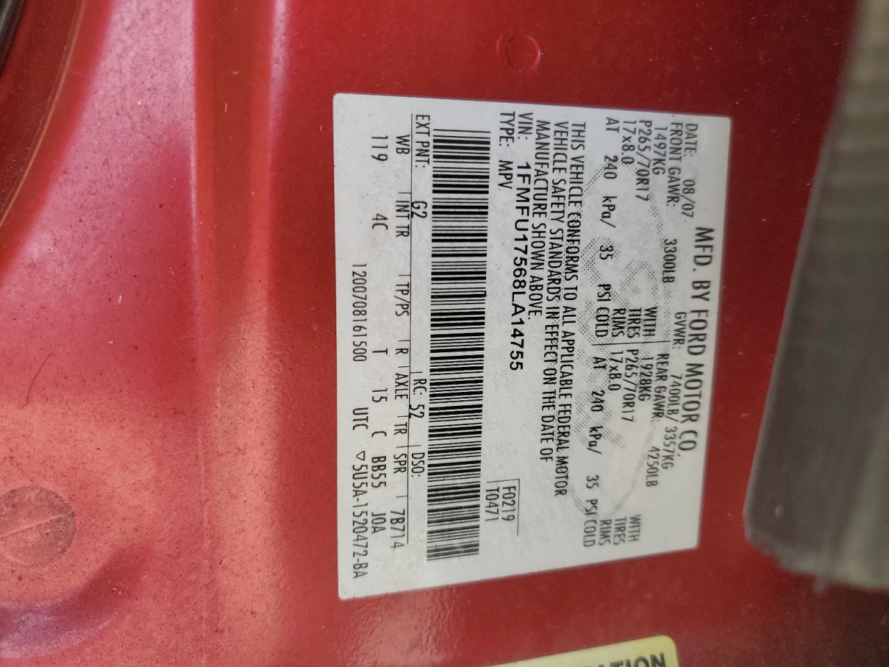 1FMFU17568LA14755 2008 Ford Expedition Eddie Bauer