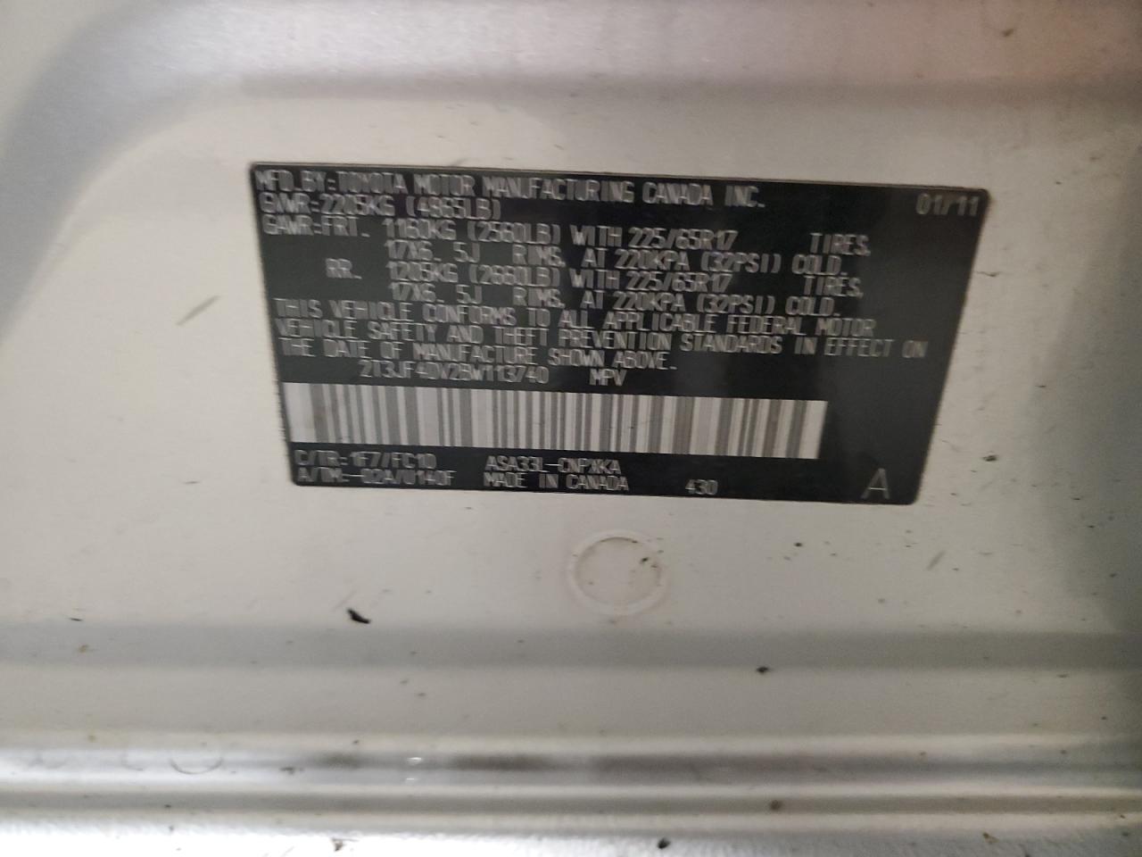 2T3JF4DV2BW113740 2011 Toyota Rav4