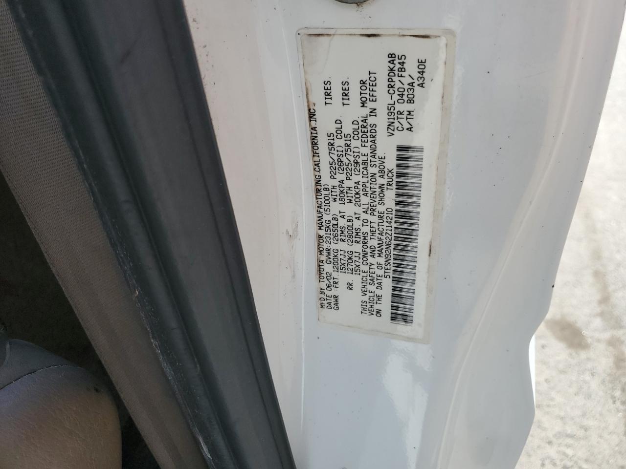 5TESN92N62Z114210 2002 Toyota Tacoma Xtracab Prerunner