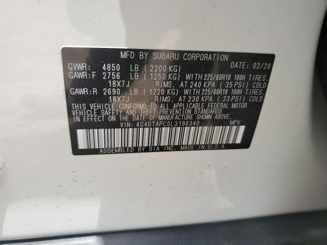2020 SUBARU OUTBACK TO - 4S4BTAPC0L3190340