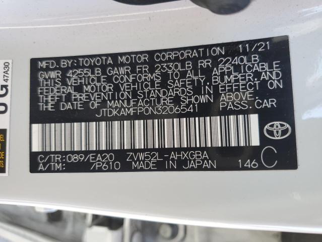 2022 Toyota Prius Prime Le VIN: JTDKAMFP0N3206541 Lot: 58222024