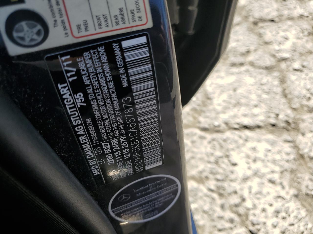 WDDHF5KB1CA557873 2012 Mercedes-Benz E 350