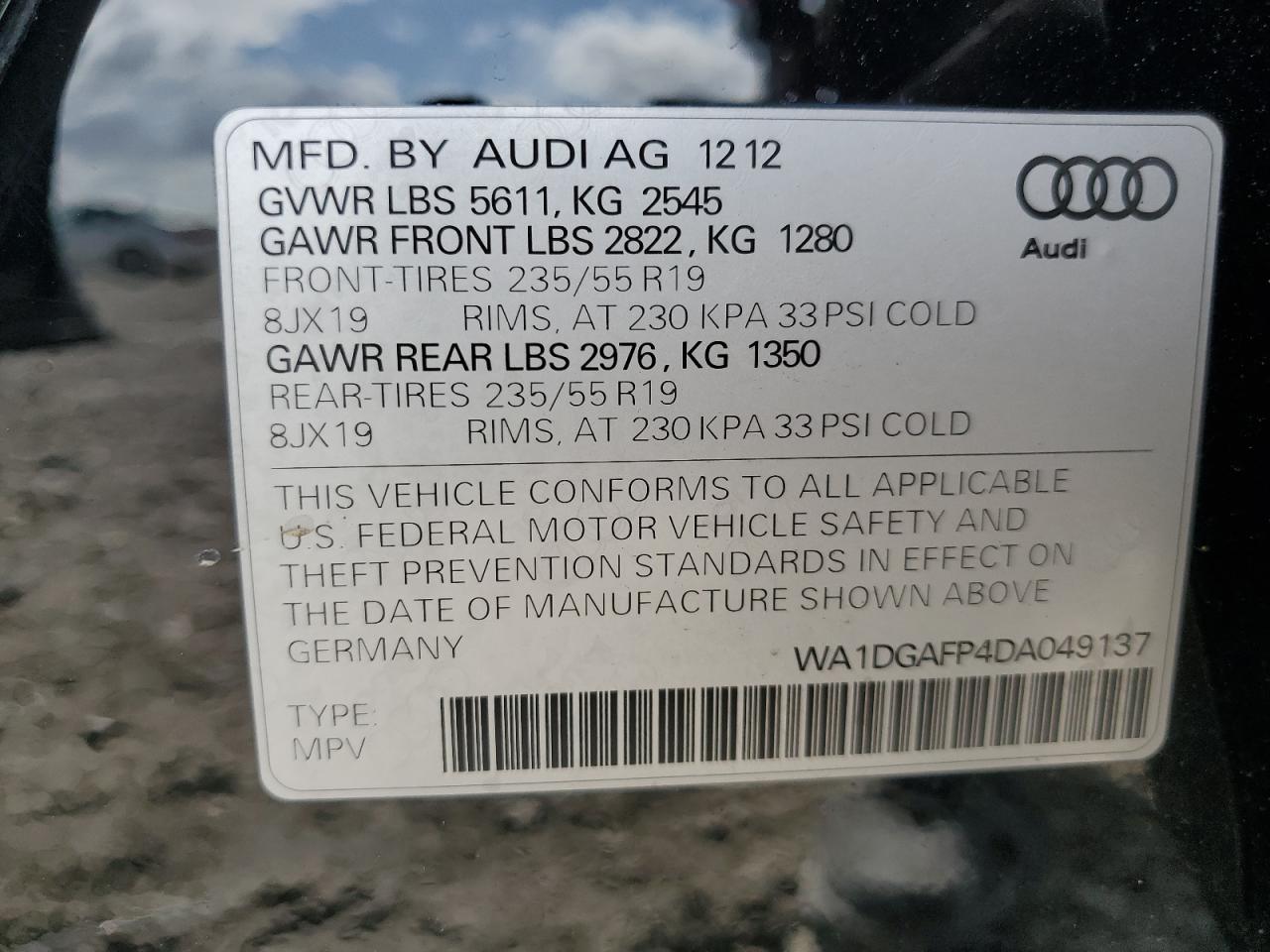 WA1DGAFP4DA049137 2013 Audi Q5 Premium Plus
