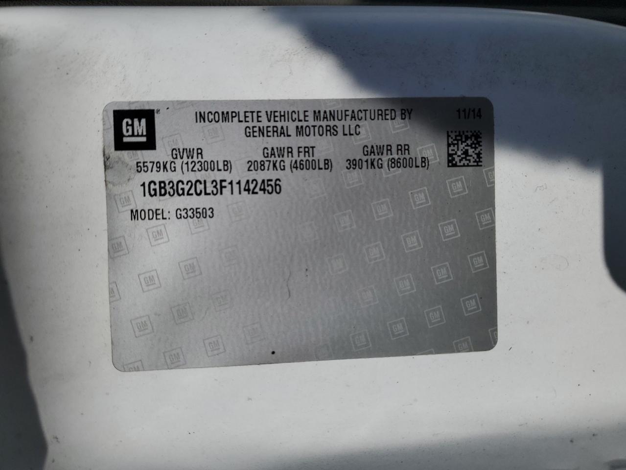 1GB3G2CL3F1142456 2015 Chevrolet Express G3500