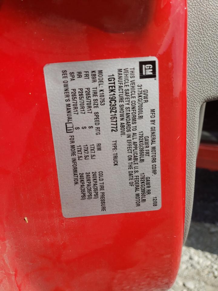 1GTEK19C39Z167772 2009 GMC Sierra K1500