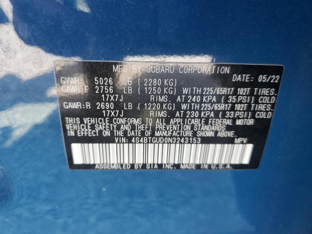 2022 Subaru Outback Wilderness VIN: 4S4BTGUD0N3243153 Lot: 58111084