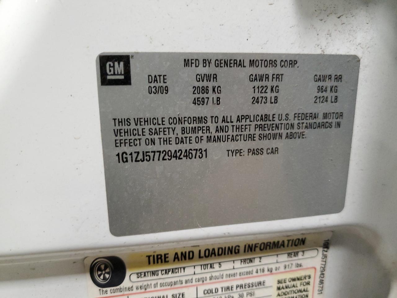 1G1ZJ577294246731 2009 Chevrolet Malibu 2Lt