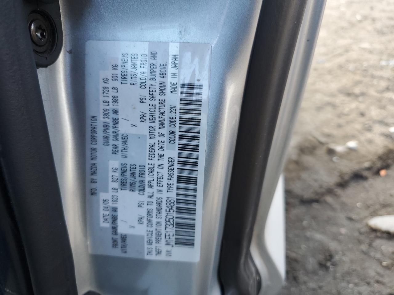 JM1FE173250154881 2005 Mazda Rx8