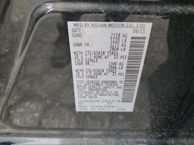 2021 Nissan Murano Sv VIN: 5N1AZ2BJ4MC142279 Lot: 58176724