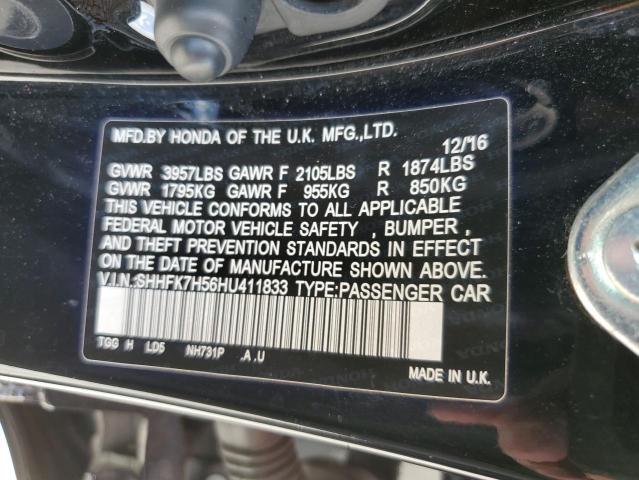 2017 HONDA CIVIC EX - SHHFK7H56HU411833