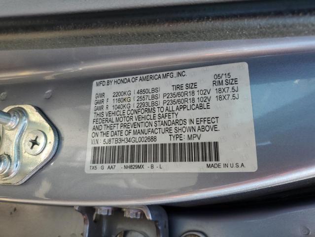 5J8TB3H34GL002688 2016 Acura Rdx