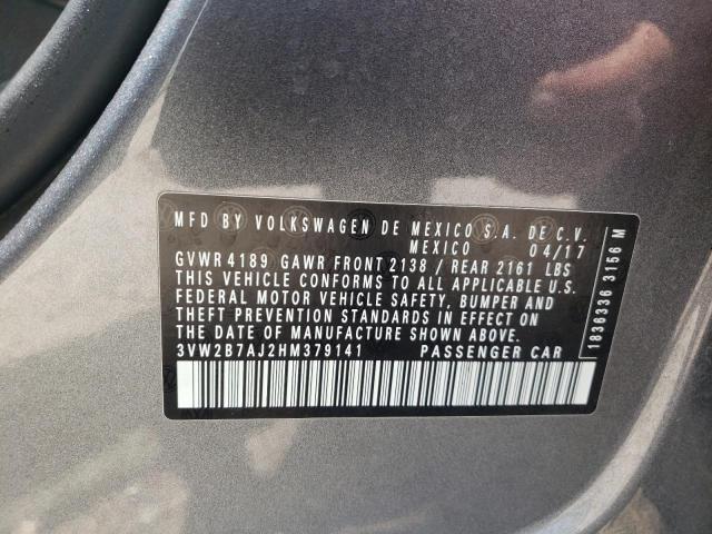 2017 Volkswagen Jetta S VIN: 3VW2B7AJ2HM379141 Lot: 59593994