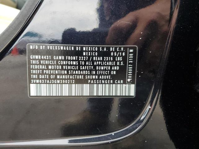 2016 Volkswagen Jetta Hybrid VIN: 3VW637AJ3GM390212 Lot: 58828104