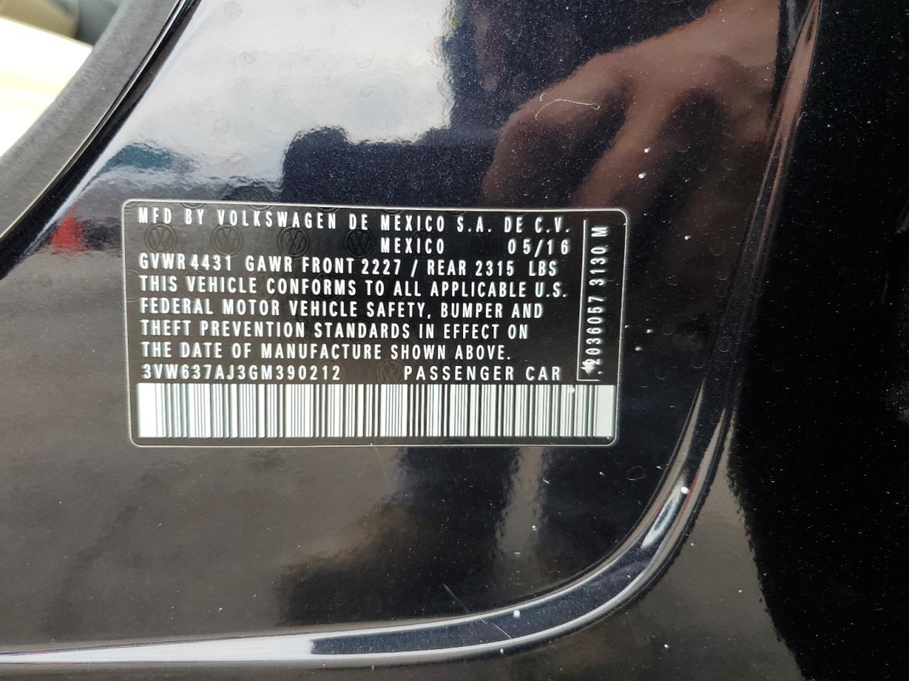 3VW637AJ3GM390212 2016 Volkswagen Jetta Hybrid