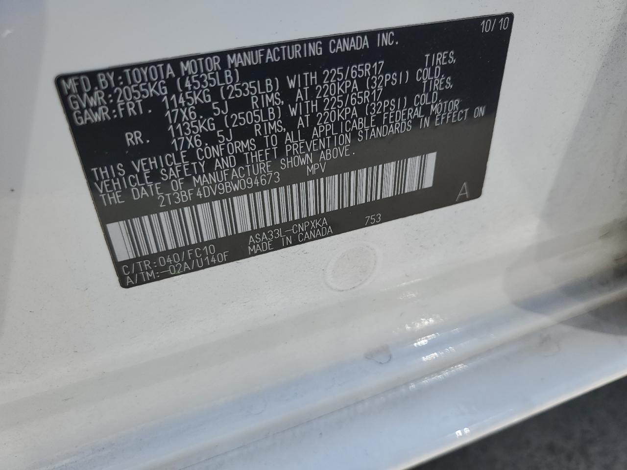 2T3BF4DV9BW094673 2011 Toyota Rav4