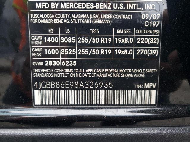2008 Mercedes-Benz Ml 350 VIN: 4JGBB86E98A326935 Lot: 57901964