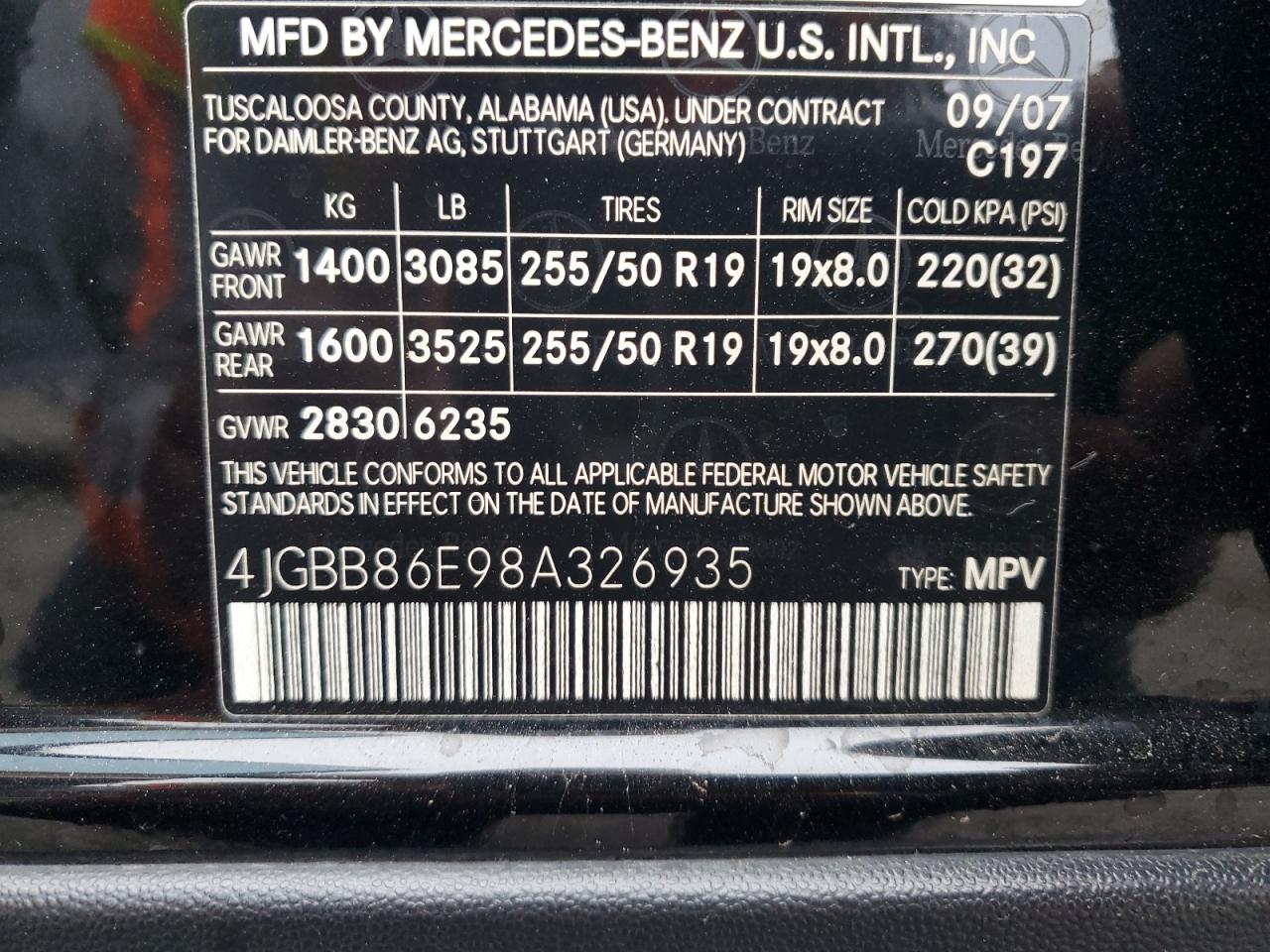 4JGBB86E98A326935 2008 Mercedes-Benz Ml 350