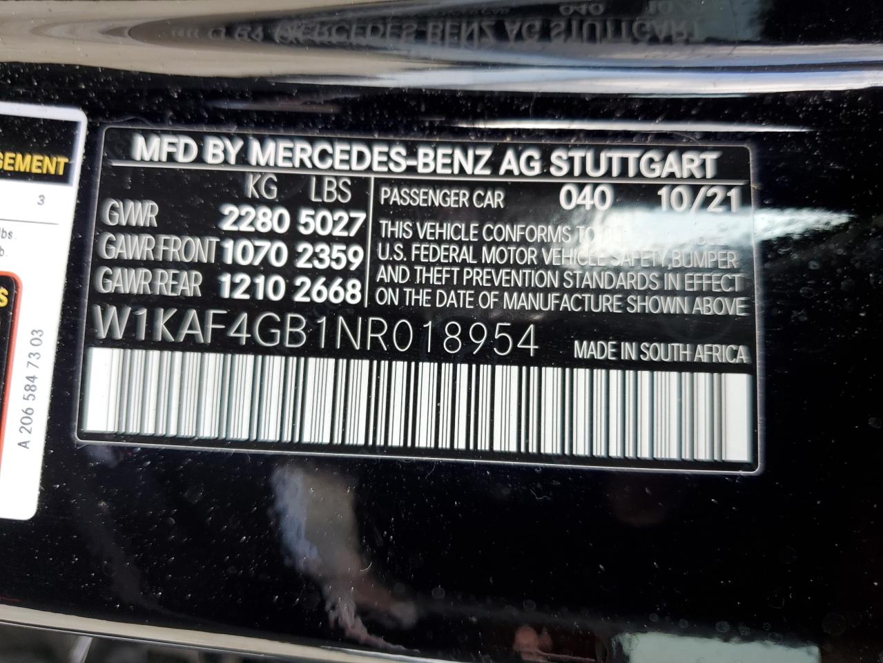 W1KAF4GB1NR018954 2022 Mercedes-Benz C 300