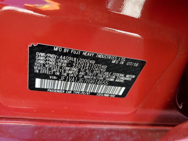 VIN JF1VA1J67H9814655 2017 Subaru WRX, Limited no.12