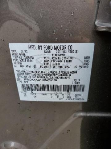 2013 Ford Edge Limited VIN: 2FMDK4KC1DBA73338 Lot: 59234504