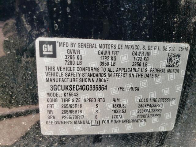 2016 Chevrolet Silverado K1500 Ltz VIN: 3GCUKSEC4GG336864 Lot: 57431204