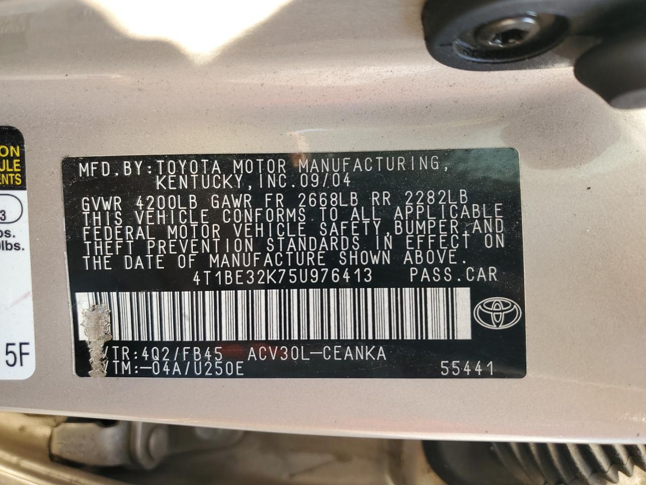 4T1BE32K75U976413 2005 Toyota Camry Le