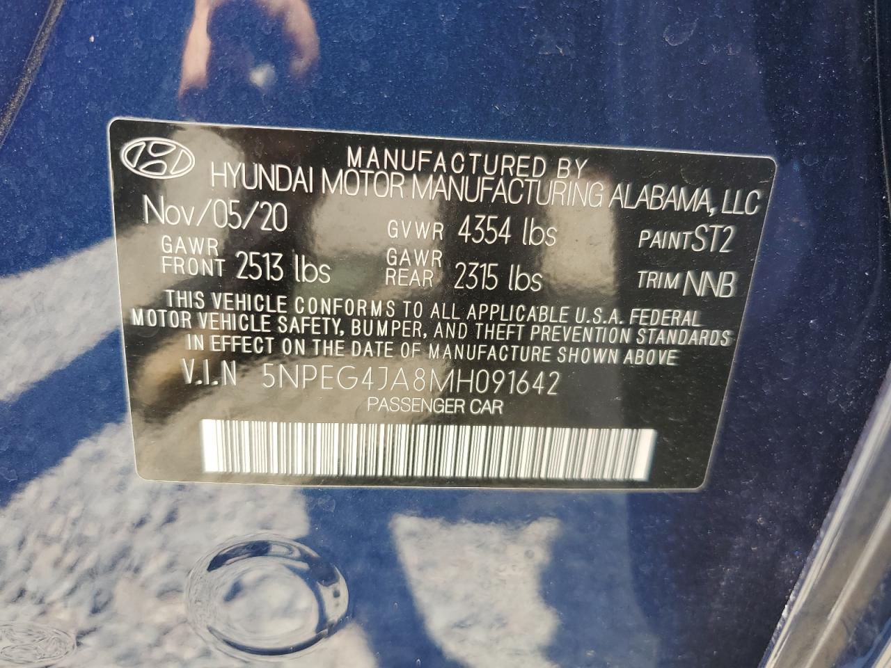 5NPEG4JA8MH091642 2021 Hyundai Sonata Se