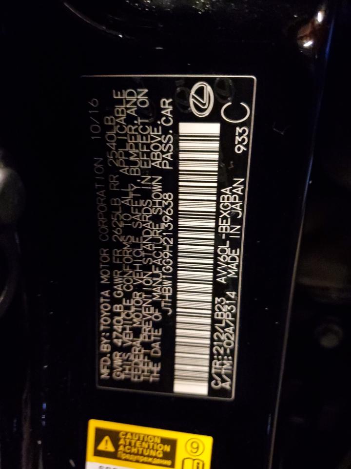 JTHBW1GG9H2139638 2017 Lexus Es 300H