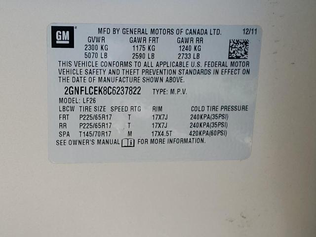 2GNFLCEK8C6237822 2012 Chevrolet Equinox Ls