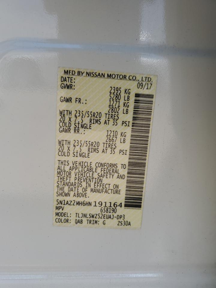 5N1AZ2MH6HN191164 2017 Nissan Murano S