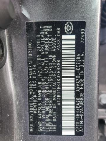 VIN 4T1B11HK4KU769898 2019 Toyota Camry, L no.12