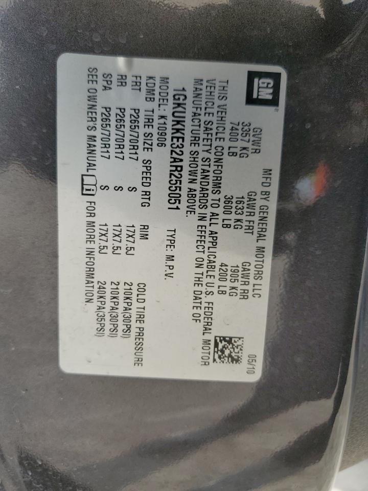 1GKUKKE32AR255051 2010 GMC Yukon Xl K1500 Slt